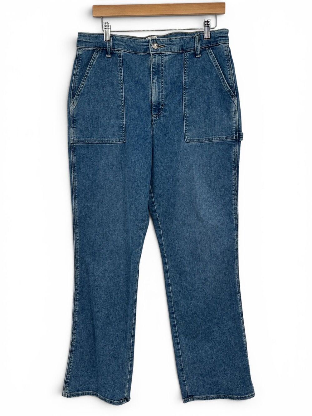 VTG Lee Workwear Blue hogh waist Carpenter straight leg jeans 90s Size 16